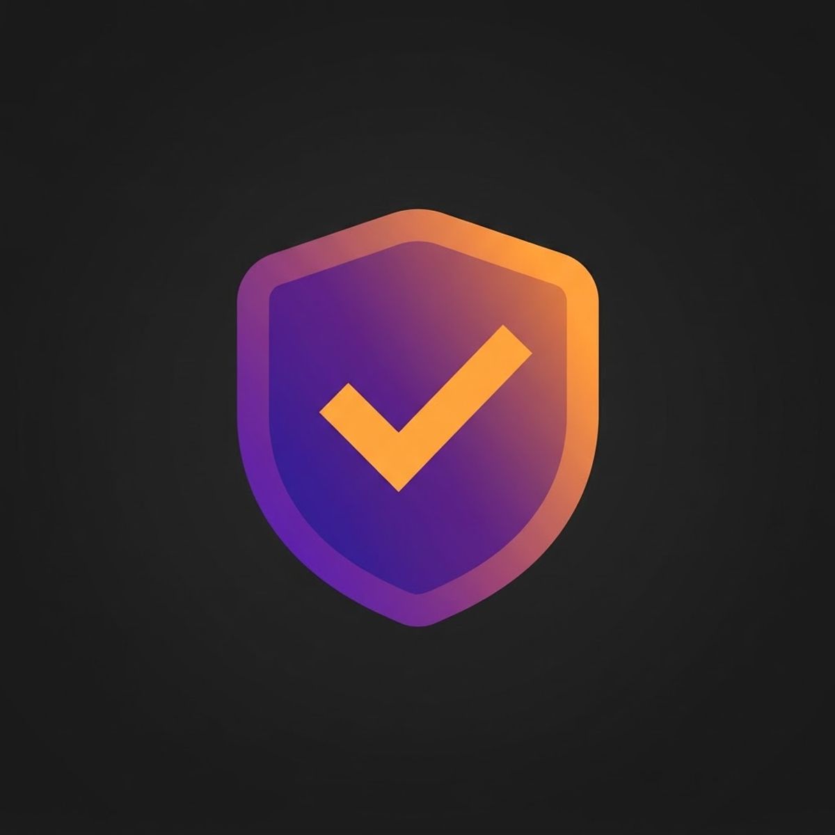 Bouclier plat avec coche orange sur fond sombre